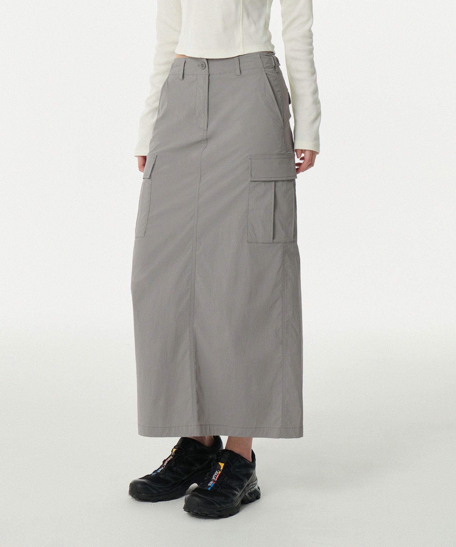 スカート musinsastandardwoman Women's high waist long skirt grey MWAK MUSINSA | MUSINSA STANDARD WOMAN Women's Cargo Maxi Skirt