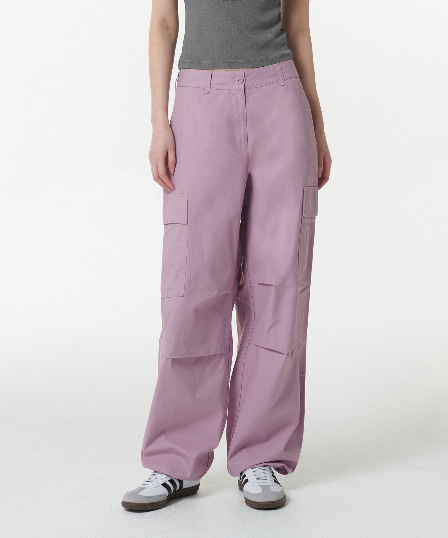 Womens Wide Cargo Pants [Dusty Pink] thumbnail 2