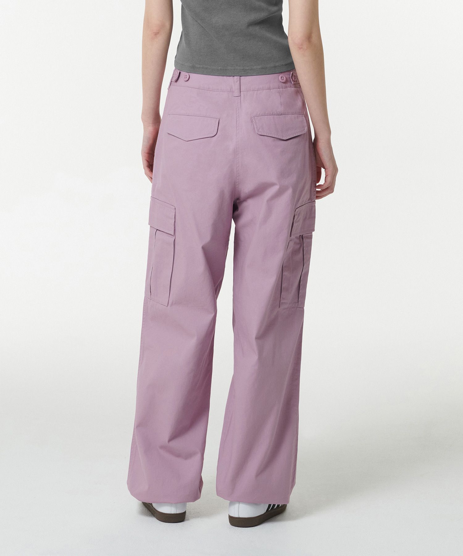 Womens Wide Cargo Pants [Dusty Pink] thumbnail 3
