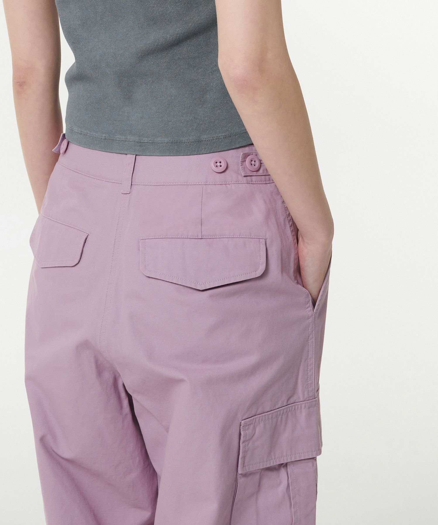 Womens Wide Cargo Pants [Dusty Pink] thumbnail 4