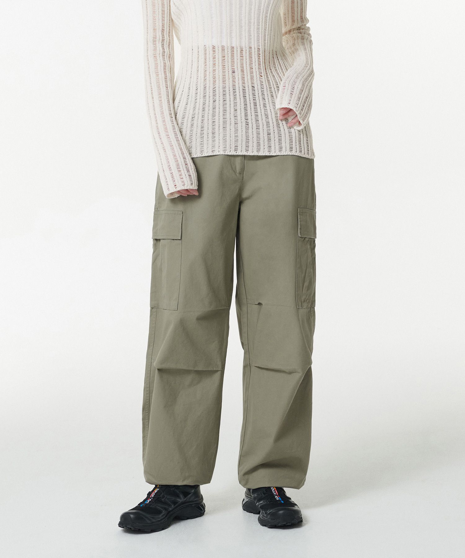 Women's Wide Cargo Pants in Sage thumbnail 2