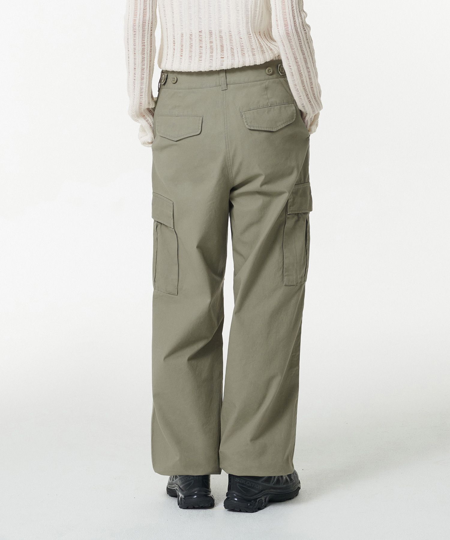 Women's Wide Cargo Pants in Sage thumbnail 3