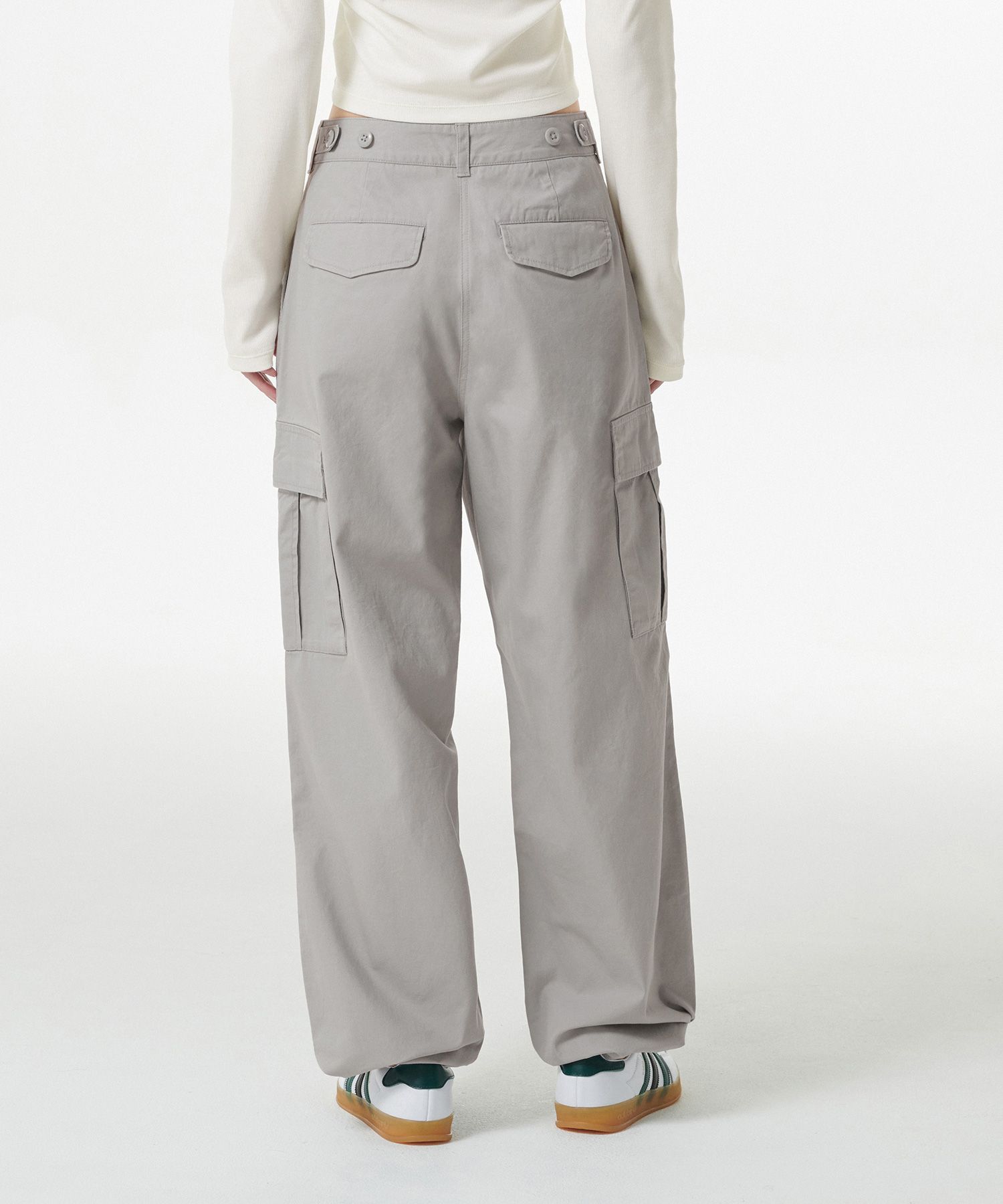 Women's Wide Cargo Pants [Light Gray] thumbnail 3