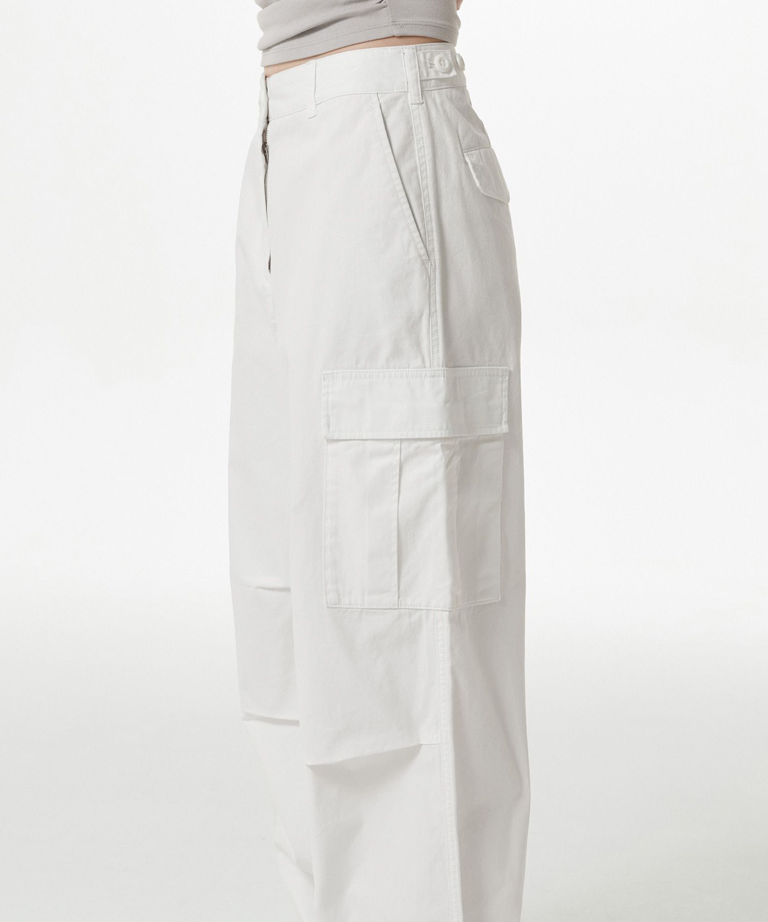 Womens Wide Cargo Pants [White] thumbnail 7