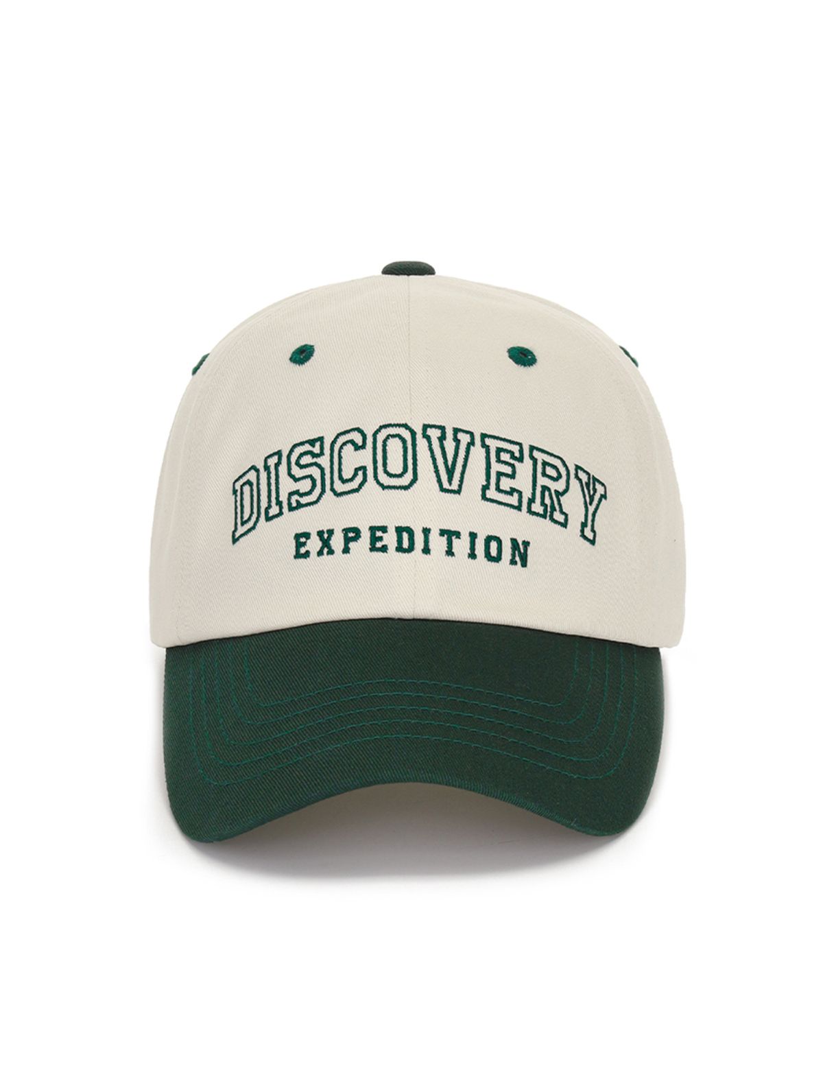 디스커버리 익스페디션(DISCOVERY EXPEDITION) 바시티 챙 배색 볼캡 (D/GREEN)