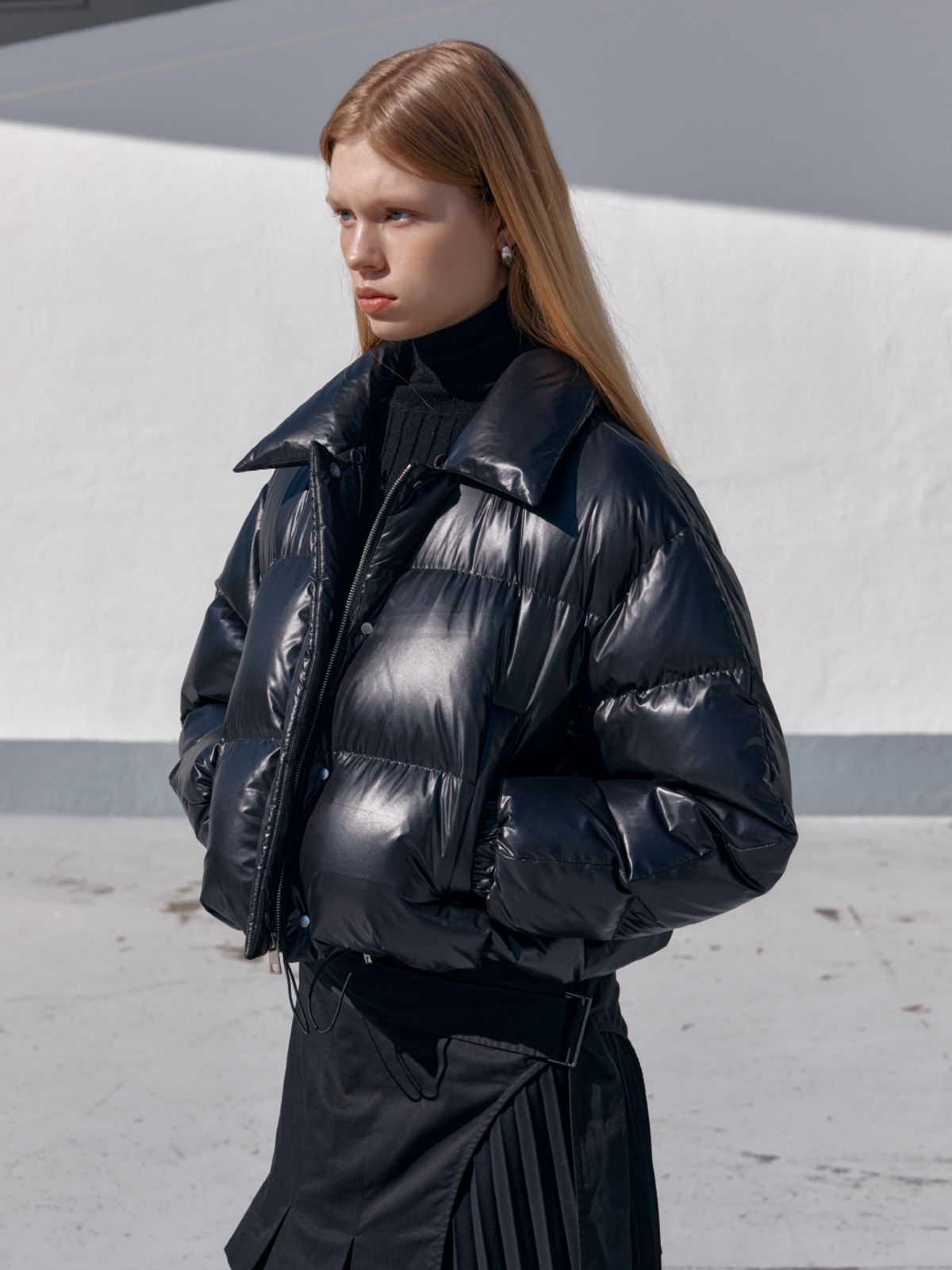 뮤제(MUSEE) PARC Down Lambs Wool Collar Puffer Jacket_Black
