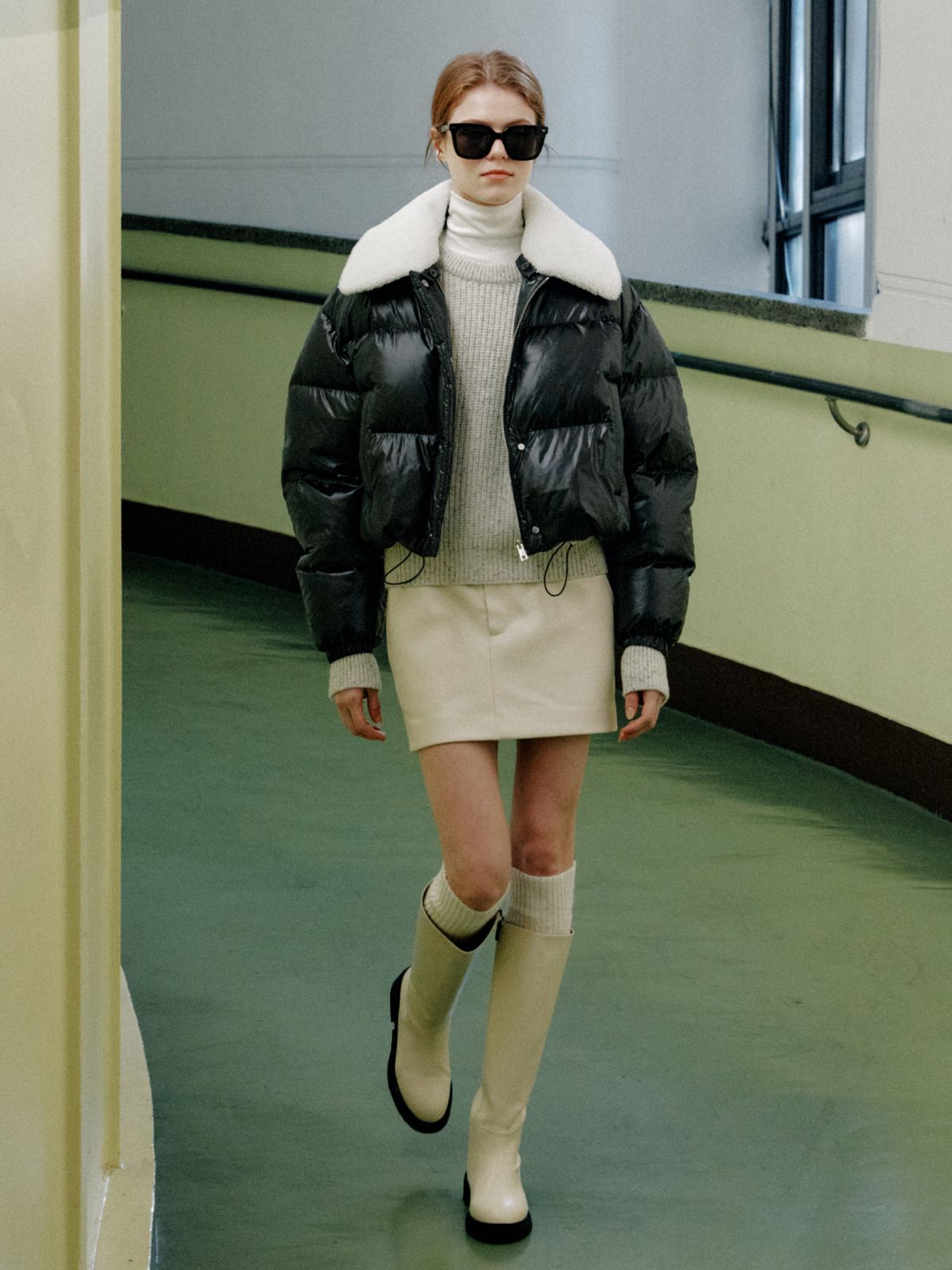 뮤제(MUSEE) PARC Down Lambs Wool Collar Puffer Jacket_Black
