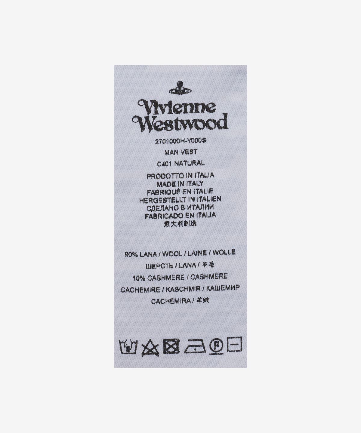 비비안 웨스트우드(VIVIENNE WESTWOOD) 오브 로고 자수 울 캐시미어 블랜드 니트 베스트 - 베이지 / 2701000HY000SC401