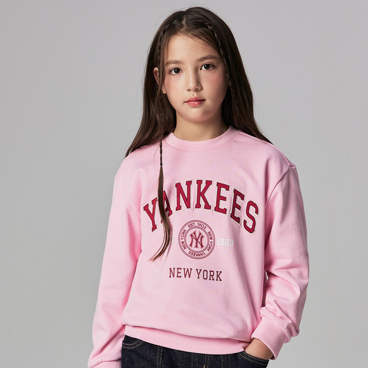 엠엘비 키즈(MLB KIDS) 바시티 맨투맨 NY (Ptn.Pink)