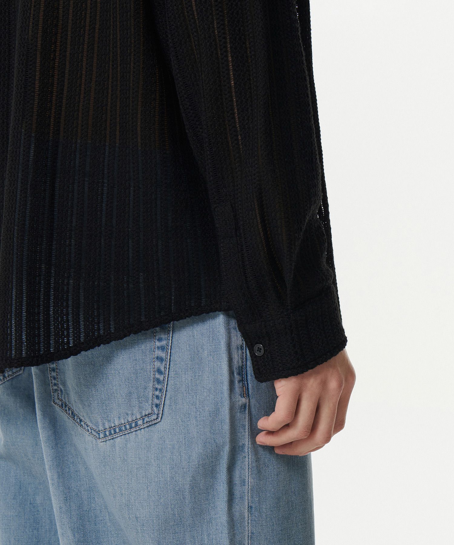 ★MUSINSA STANDARD★ Relaxed Crochet Shirt Black MMDSH105-BK MUSINSA | MUSINSA STANDARD Relaxed Crochet Knit T-Shirt [Black]