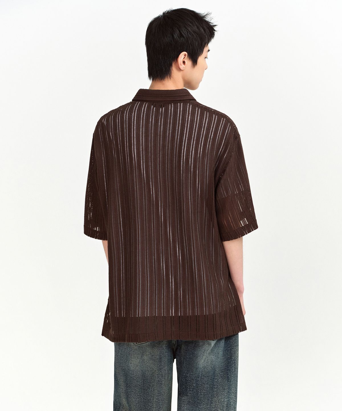 무신사 스탠다드(MUSINSA STANDARD) 릴렉스드 크로셰 반소매 셔츠 [브라운]