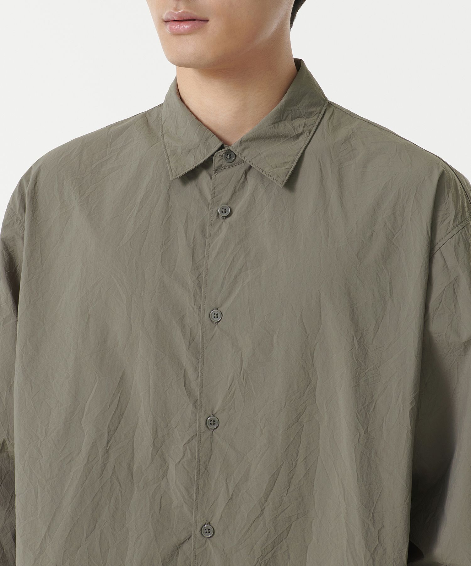 MUSINSA | MUSINSA STANDARD Relaxed Nylon Crease Shirt [Dusty