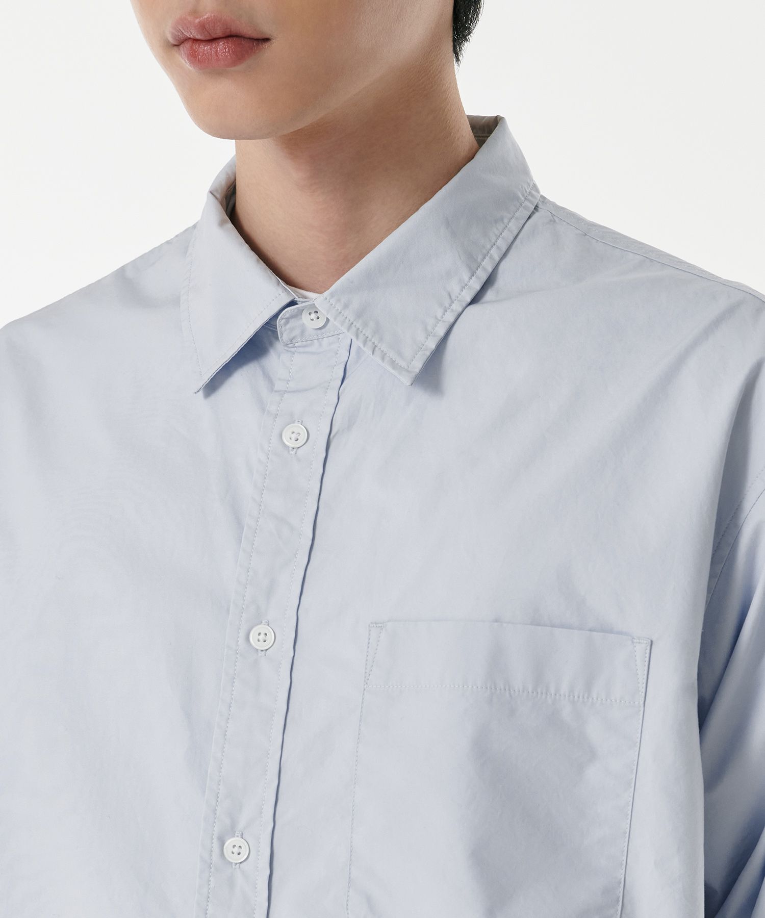 ★MUSINSA STANDARD★ Relaxed soft poplin shirt sky blue MMES MUSINSA | MUSINSA STANDARD Relaxed Washed Poplin Shirt [Sky