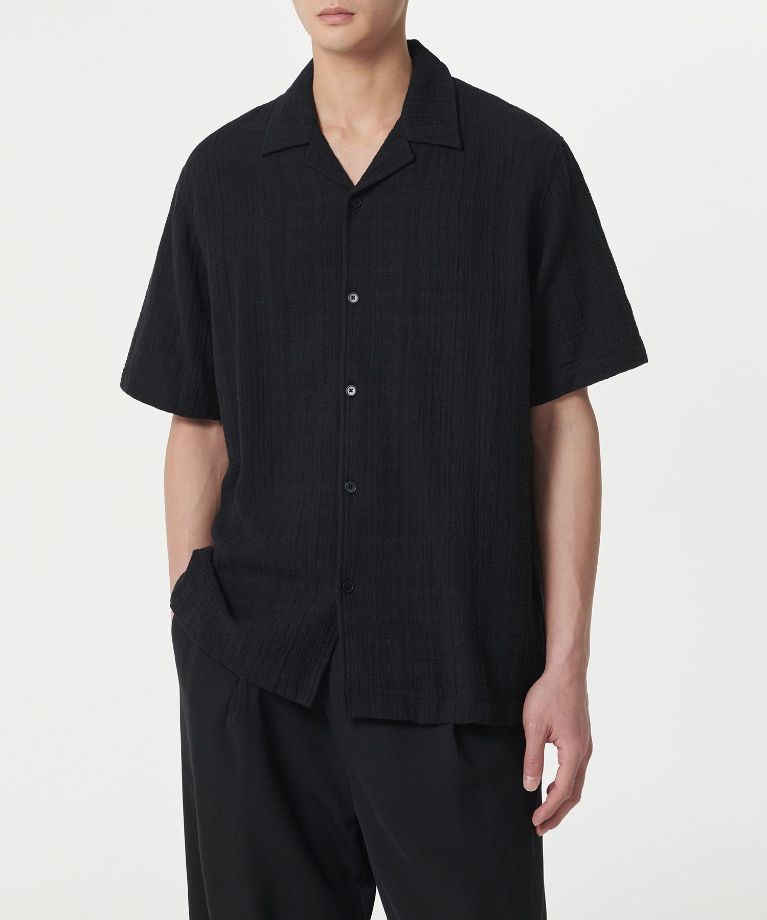 ★MUSINSA STANDARD★ Plaid Texture Open Collar Short Sleeve MUSINSA | MUSINSA STANDARD Plaid Texture Open Collar Short