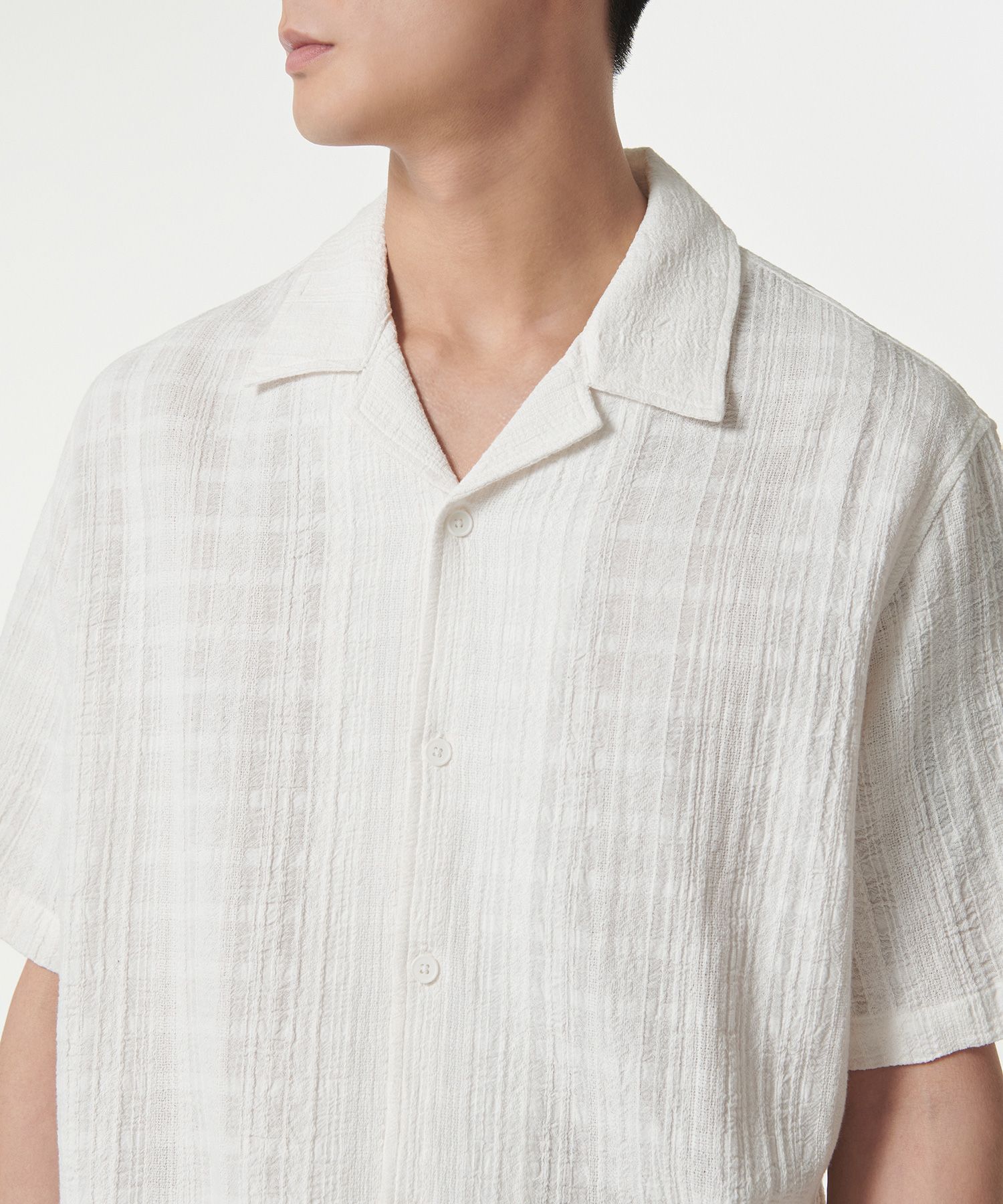 ★MUSINSA STANDARD★ Plaid Texture Open Collar Short Sleeve MUSINSA | MUSINSA STANDARD Plaid Texture Open Collar Short