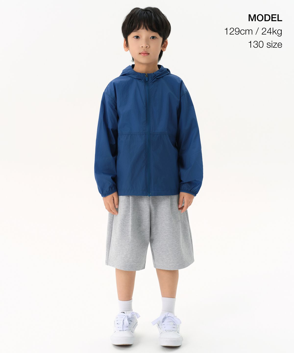 무신사 스탠다드 키즈(MUSINSA STANDARD KIDS) 라이트웨이트 패커블 윈드브레이커 재킷 [블루]