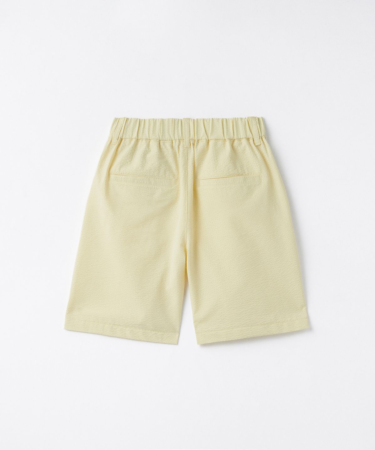 무신사 스탠다드 키즈(MUSINSA STANDARD KIDS) 와이드 시어서커 밴딩 쇼츠 [레몬 크림]
