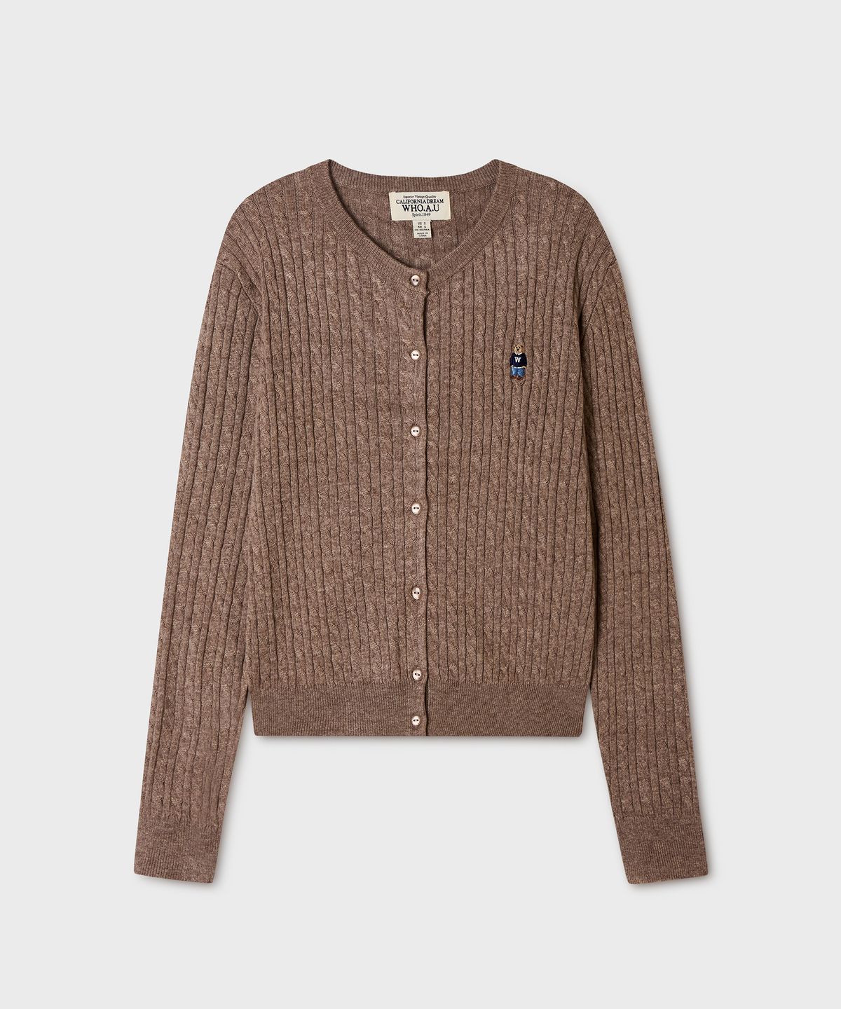 후아유(WHO.A.U) Steve High Gauge Wool Cable Cardigan / WHCKG4912F