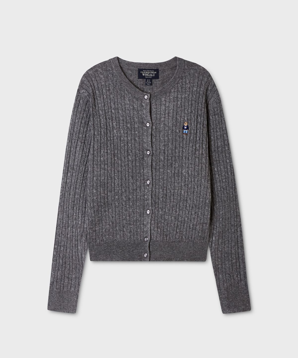 후아유(WHO.A.U) Steve High Gauge Wool Cable Cardigan / WHCKG4912F