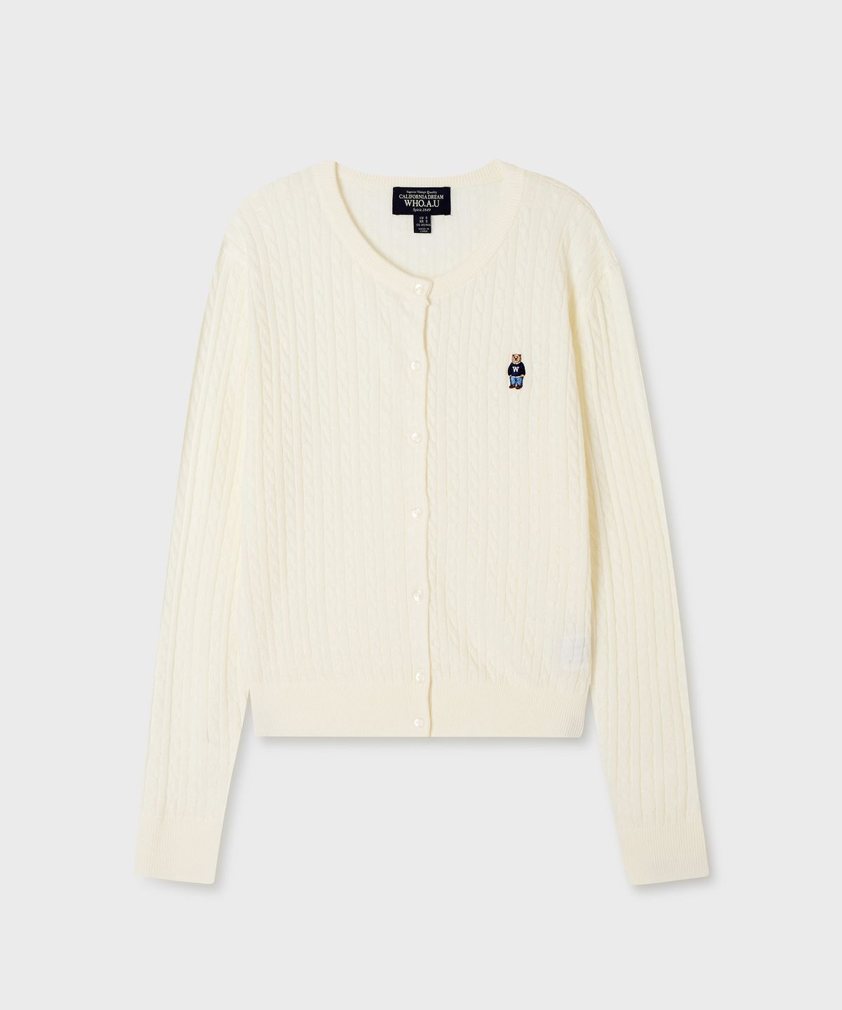 후아유(WHO.A.U) Steve High Gauge Wool Cable Cardigan / WHCKG4912F