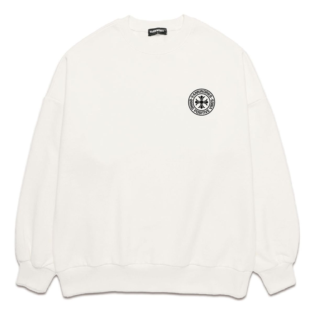 밴웍스(VANNWORKS) VB CROSS 오버핏 맨투맨 (VLS0052) 화이트