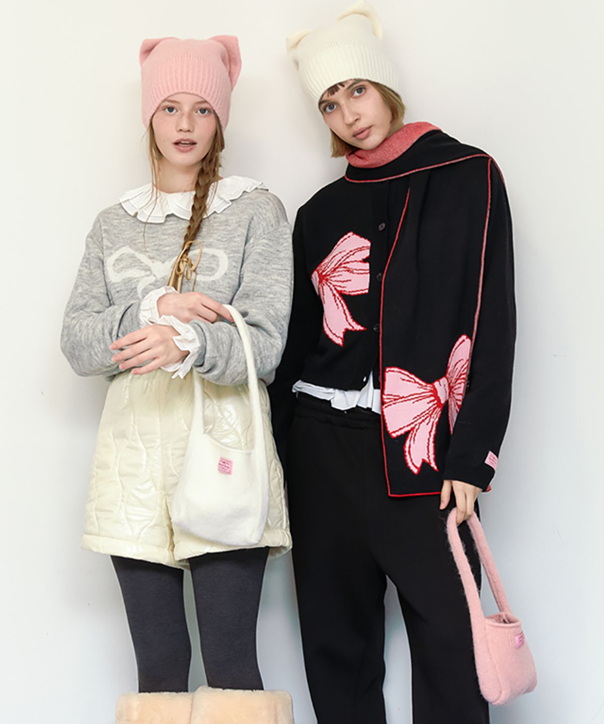 론론(RONRON) BIG RIBBON KNIT CARDIGAN BLACK