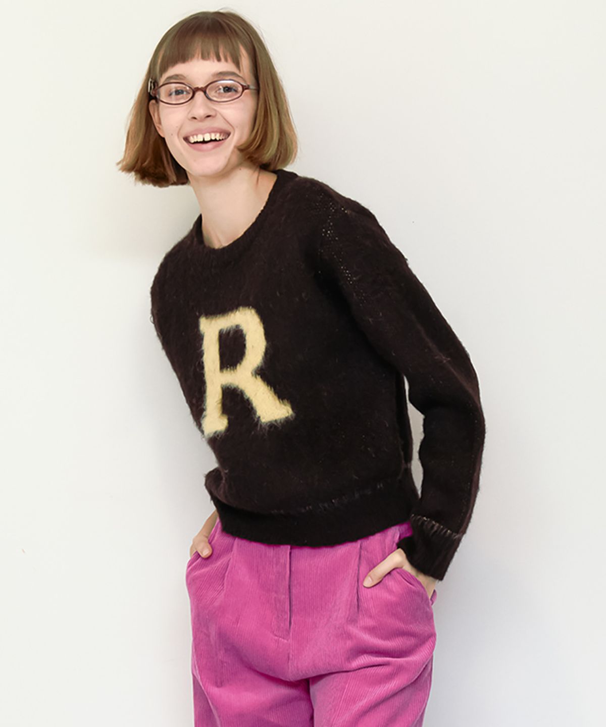 론론(RONRON) R HAIRY KNIT BLACK