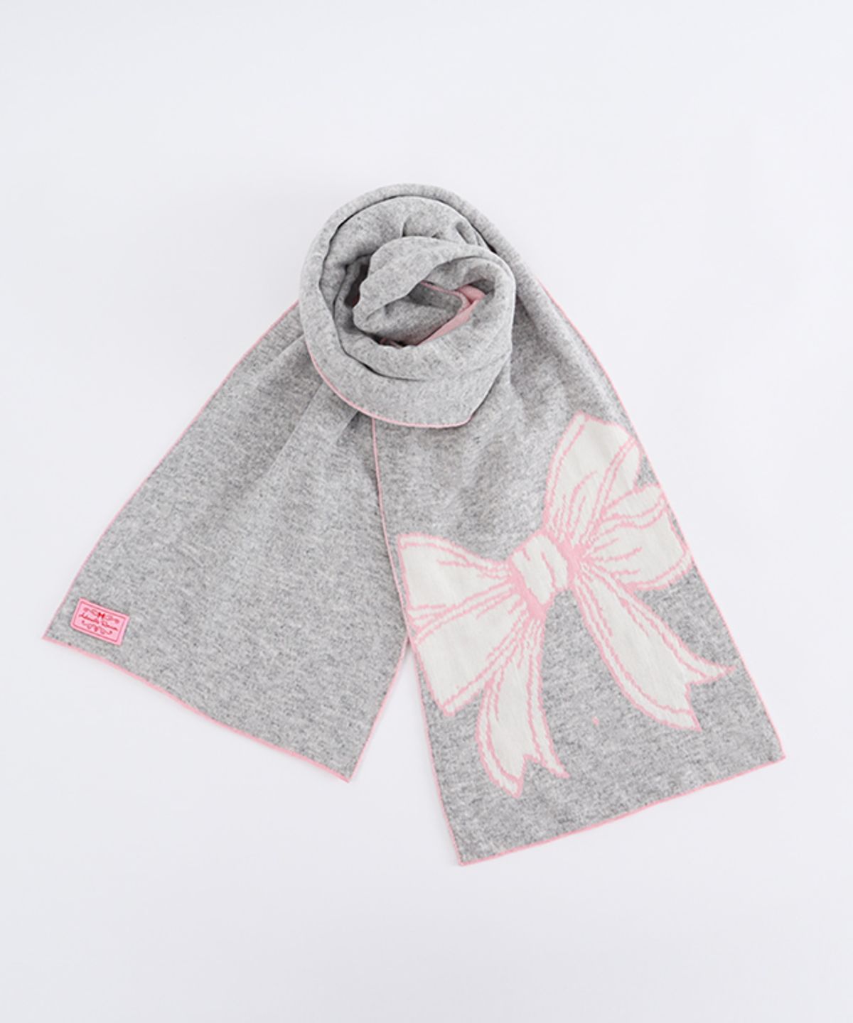 론론(RONRON) BIG RIBBON MUFFLER LIGHT GREY