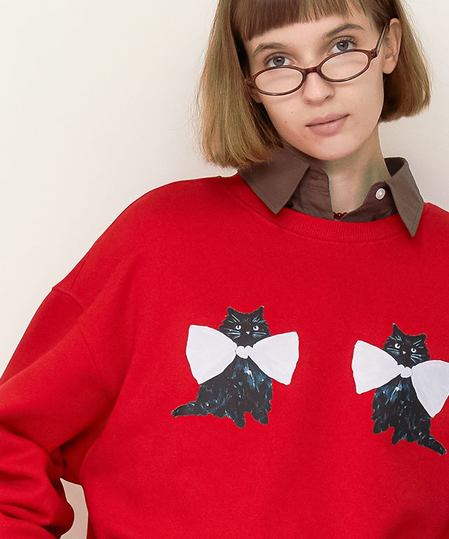★RONRON★RIBBON CATS SWEATSHIRTS★送料・関税込★ ☆韓国の人気☆【RONRON】☆RIBBON CATS SWEATSHIRT.S☆関税込
