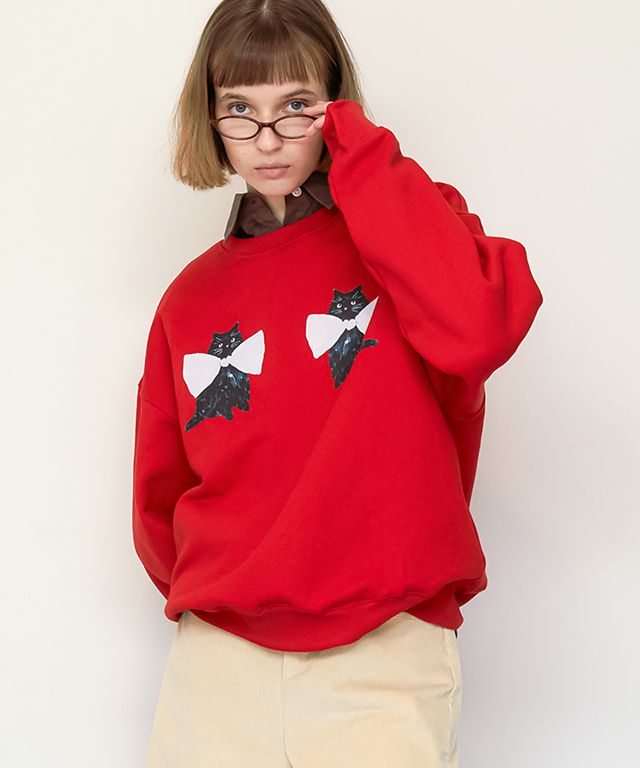 ★RONRON★RIBBON CATS SWEATSHIRTS★送料・関税込★ ☆韓国の人気☆【RONRON】☆RIBBON CATS SWEATSHIRT.S☆関税込