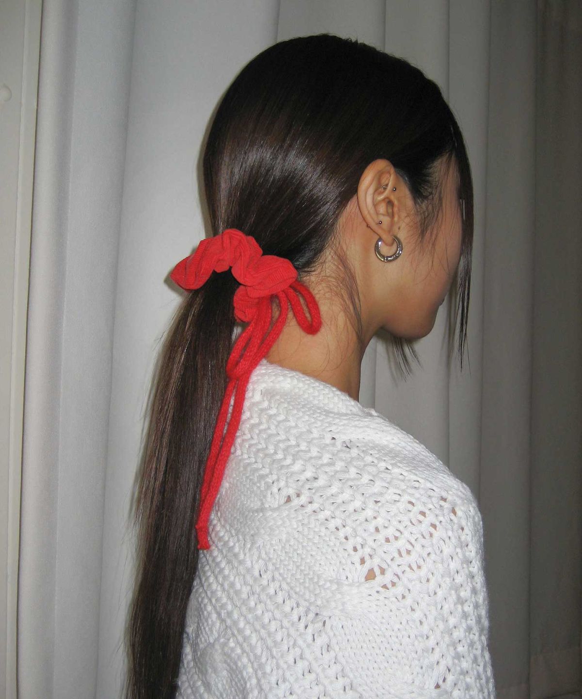 잇더즌매터(IT DOESN'T MATTER) Angora ribbon Corduroy Scrunchie (Red)