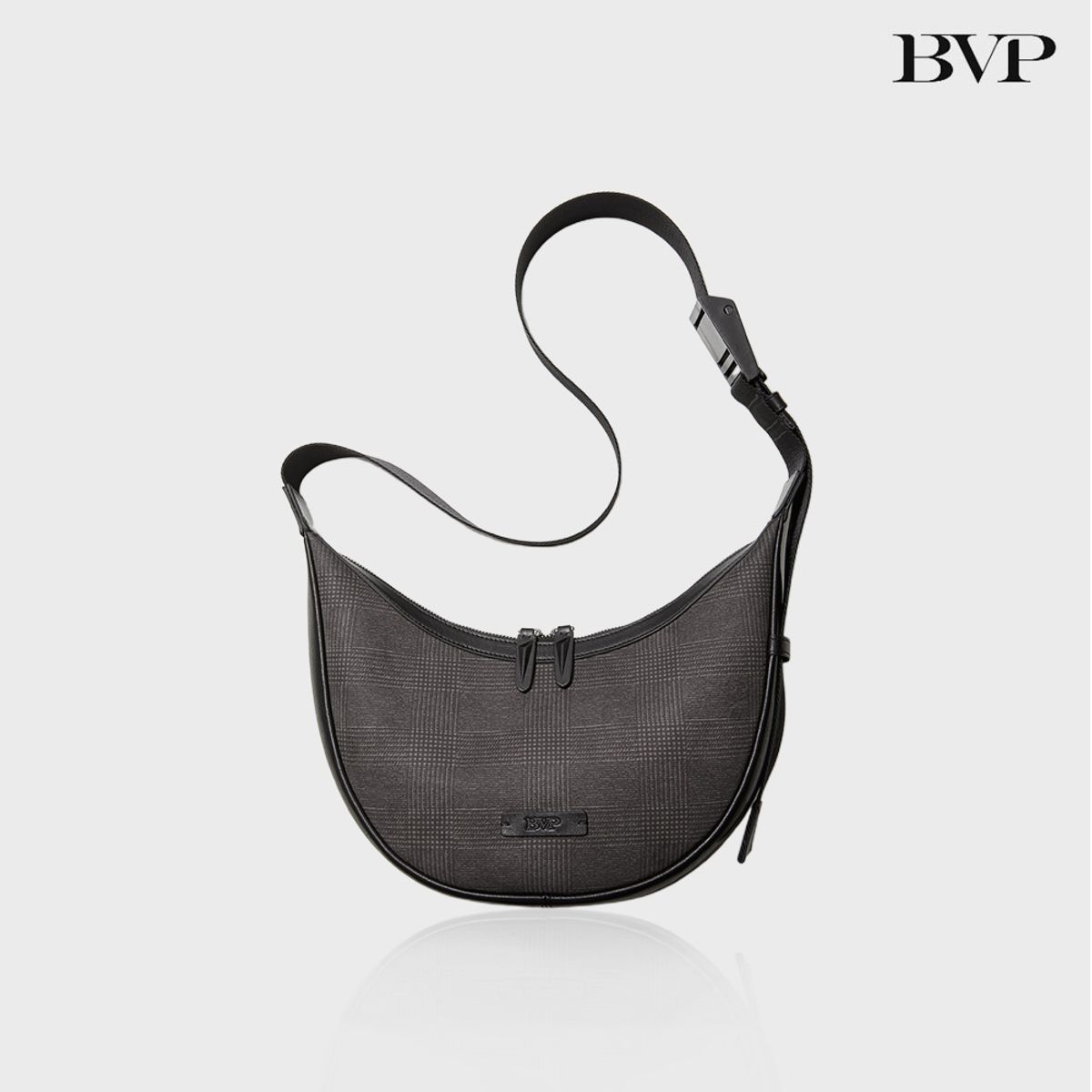비브이피(BVP) 글렌 체크 디자인 천연소가죽 호보백 크로스백 X8028