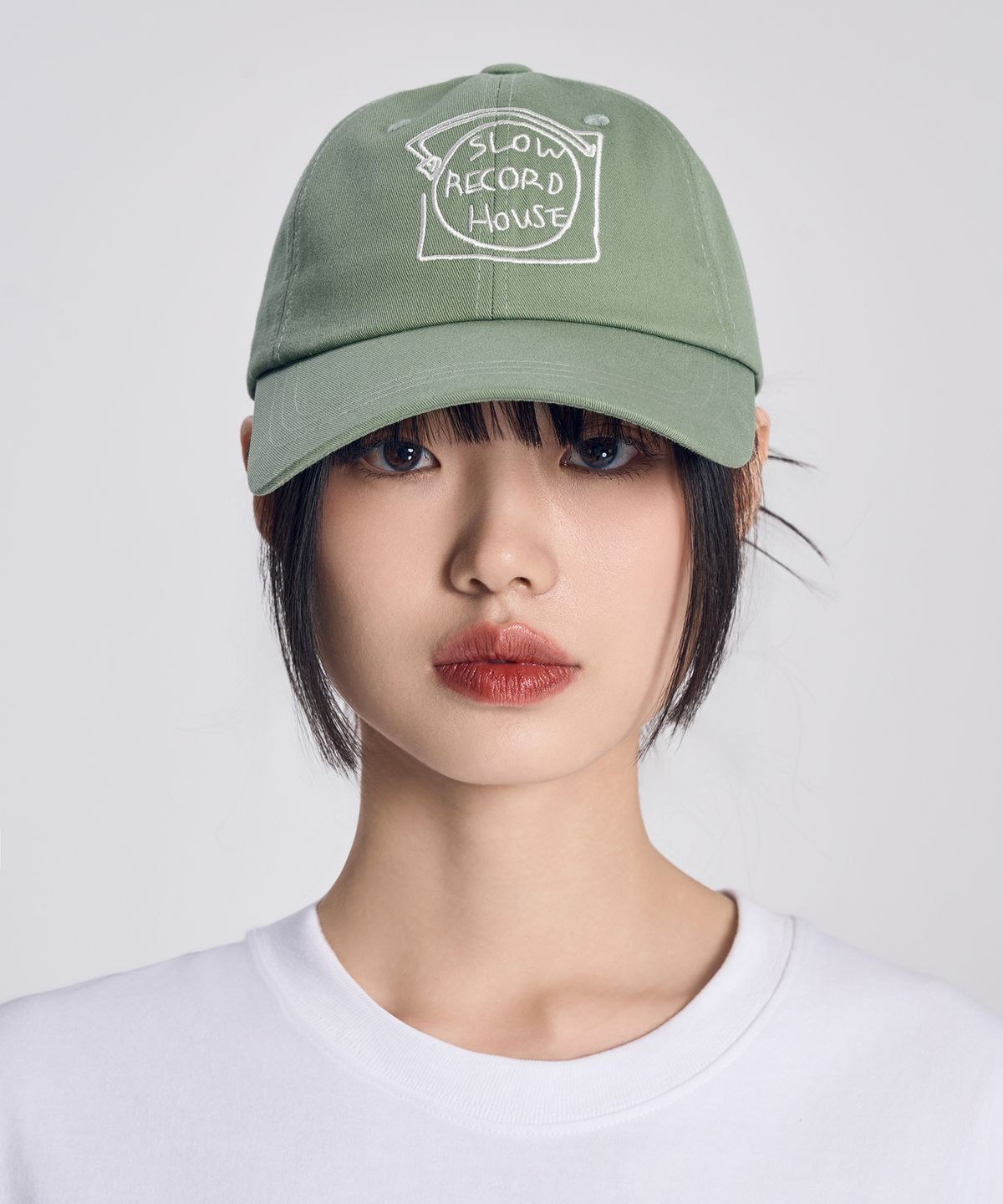 슬로우 레코드 하우스(SLOW RECORD HOUSE) 레코드 코튼 볼캡_그린
