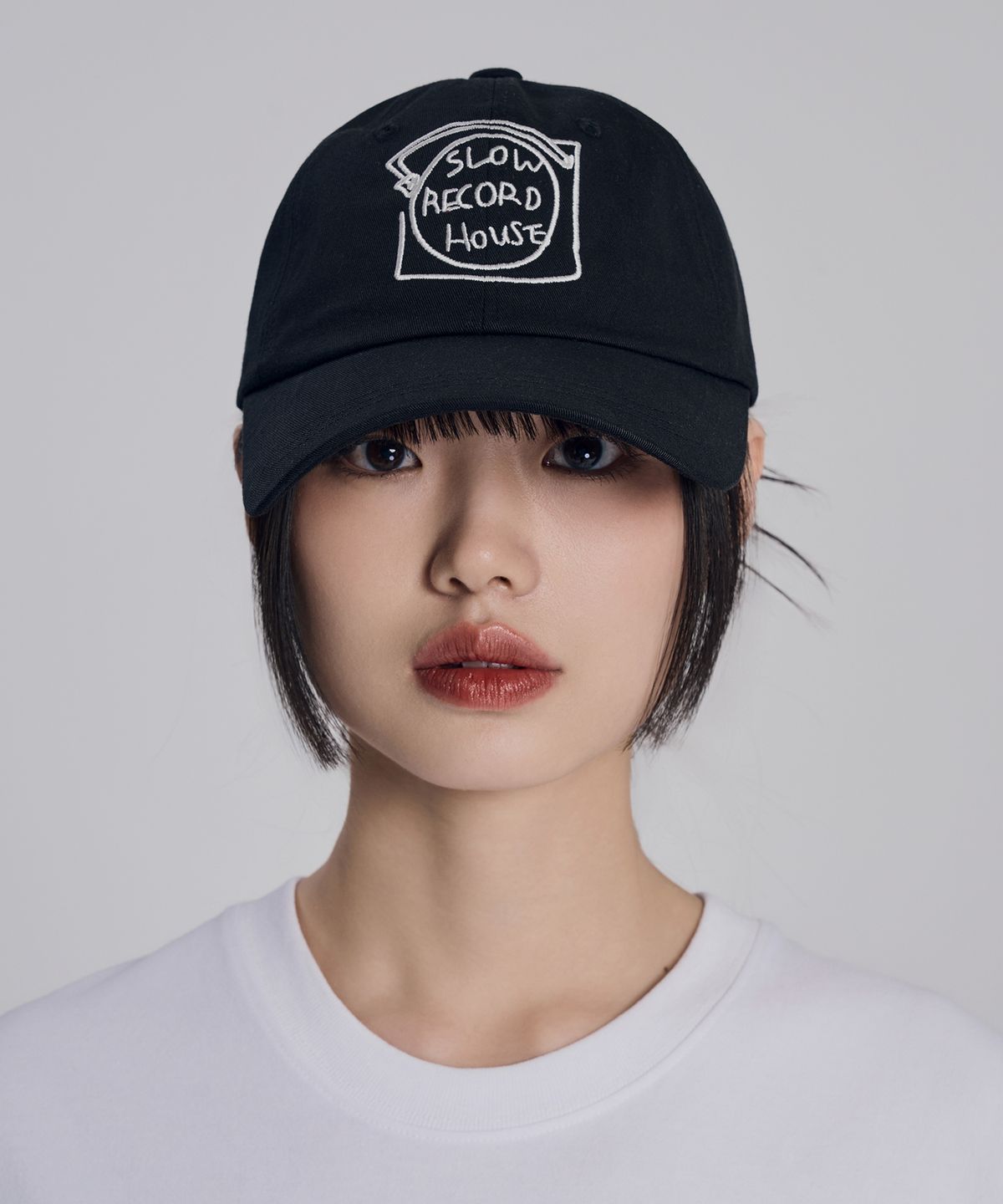 슬로우 레코드 하우스(SLOW RECORD HOUSE) 레코드 코튼 볼캡_블랙