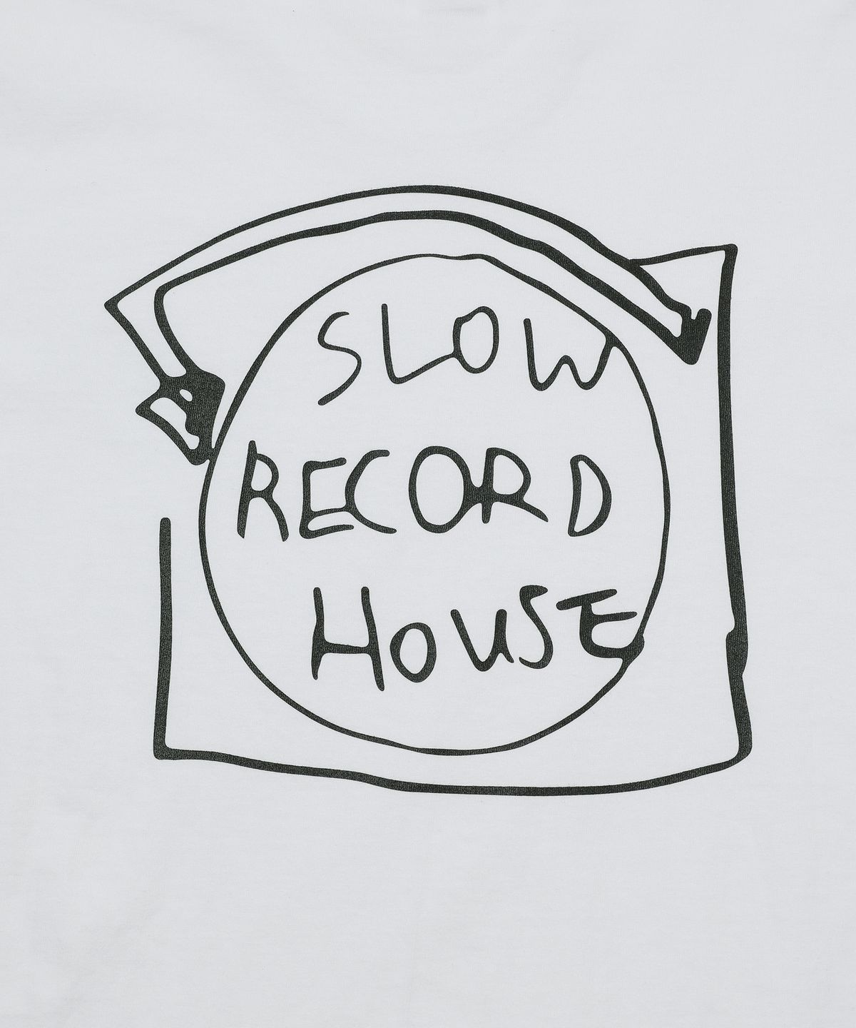 슬로우 레코드 하우스(SLOW RECORD HOUSE) 레코드 반팔 티셔츠_화이트