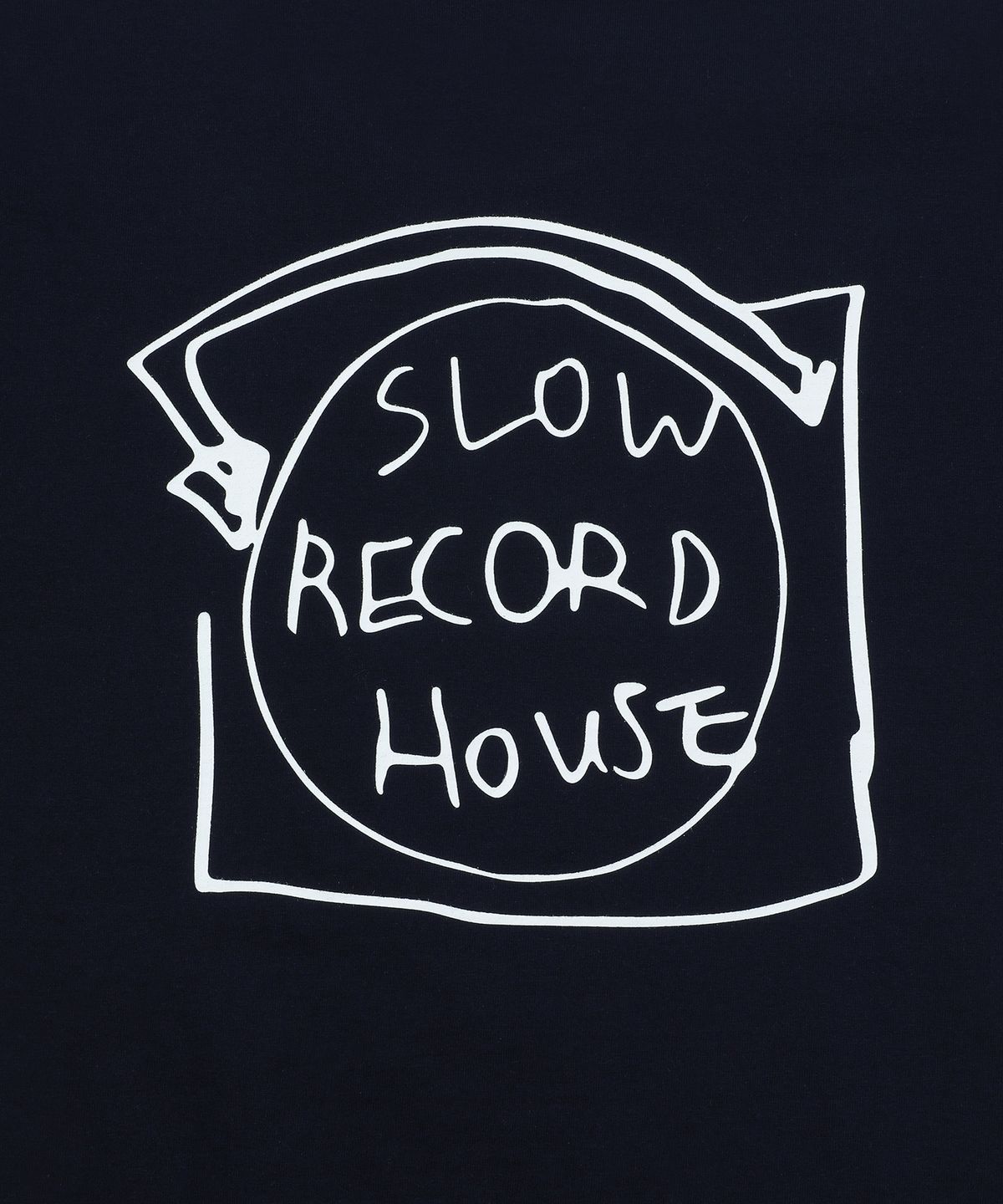 슬로우 레코드 하우스(SLOW RECORD HOUSE) 레코드 반팔 티셔츠_네이비