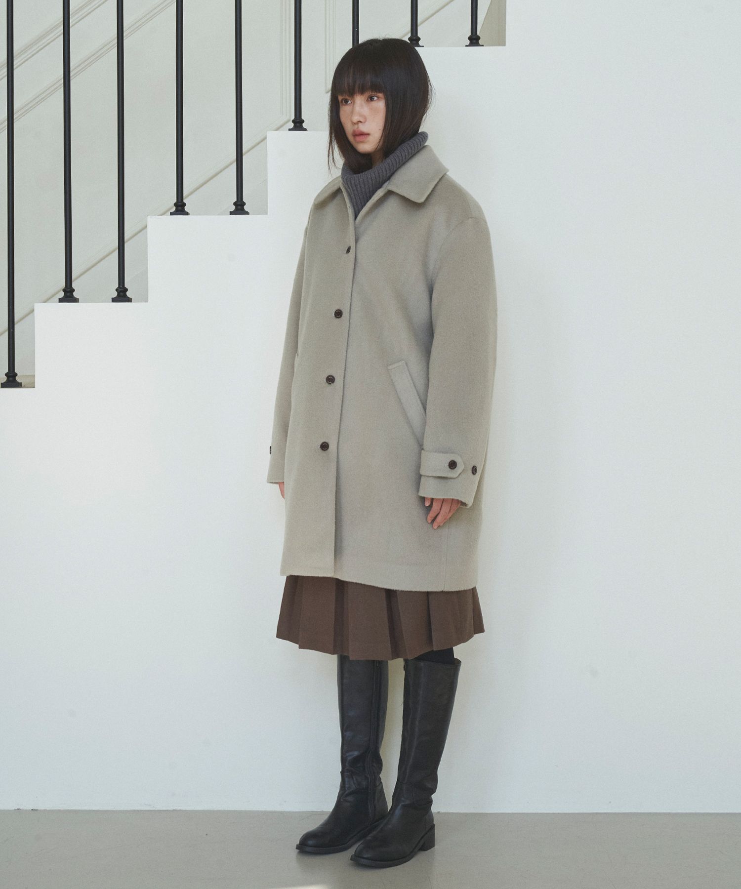 AtelierNain musinsa nugu ハーフウールコート アイボリー