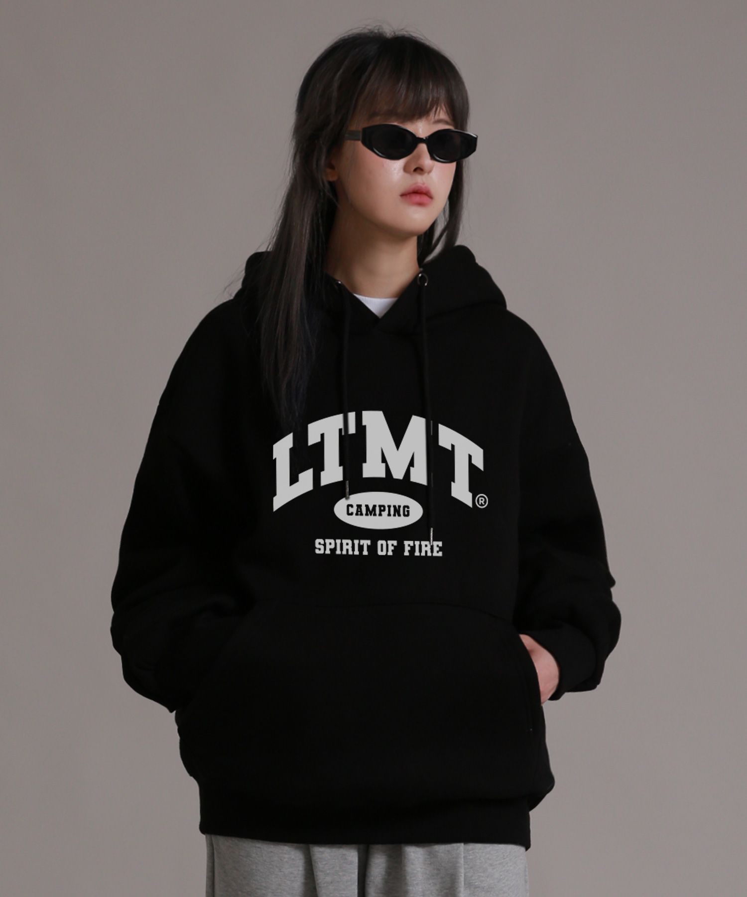 MUSINSA | LIKE THE MOST Soft LTMT Over Hoodie (Black)