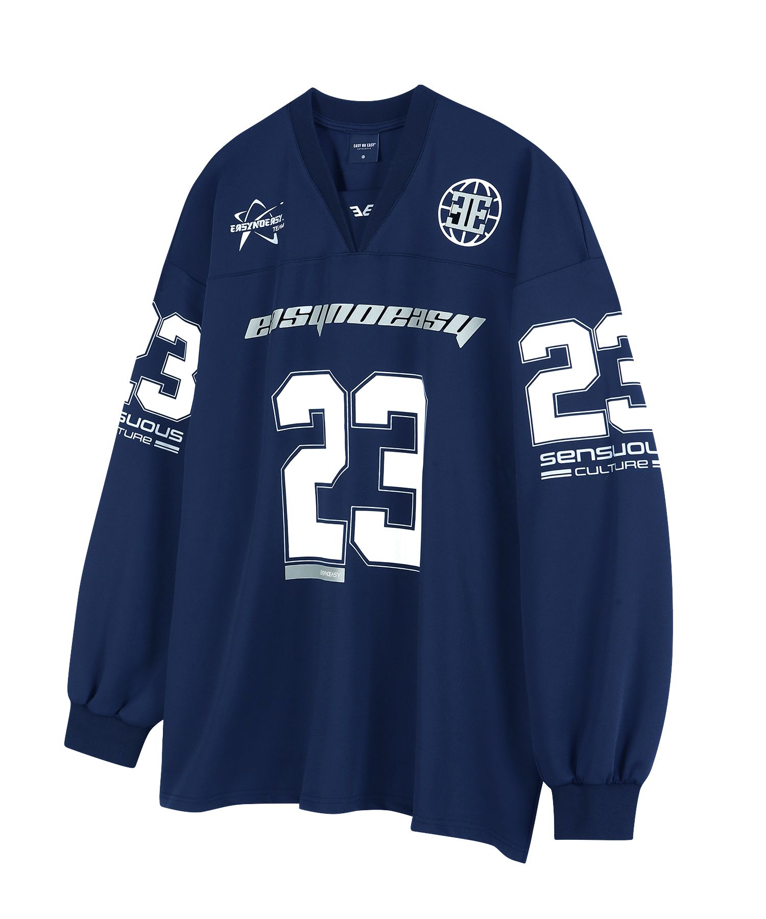 EASY NO EASY☆Long Sleeve Football Jersey MUSINSA | EASY NO EASY Long Sleeve Football Jersey - Navy