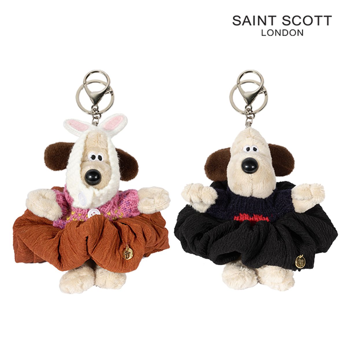 세인트스코트런던(ST.SCOTT LONDON) STJ-KR006SET  몽실몽실 멍멍이 뜨게 2종 세트+곱창밴드