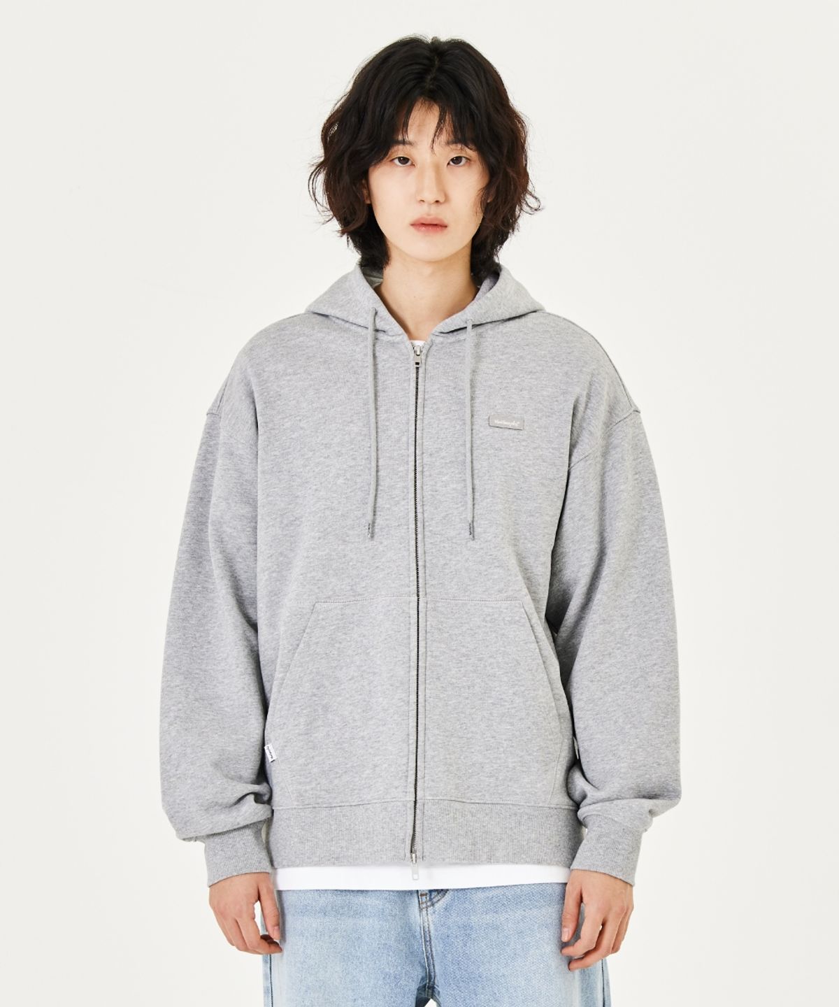 마크곤잘레스(MARK GONZALES) SIGN LOGO WAPPEN OG SWEAT ZIP-UP HOODIE - M/GREY