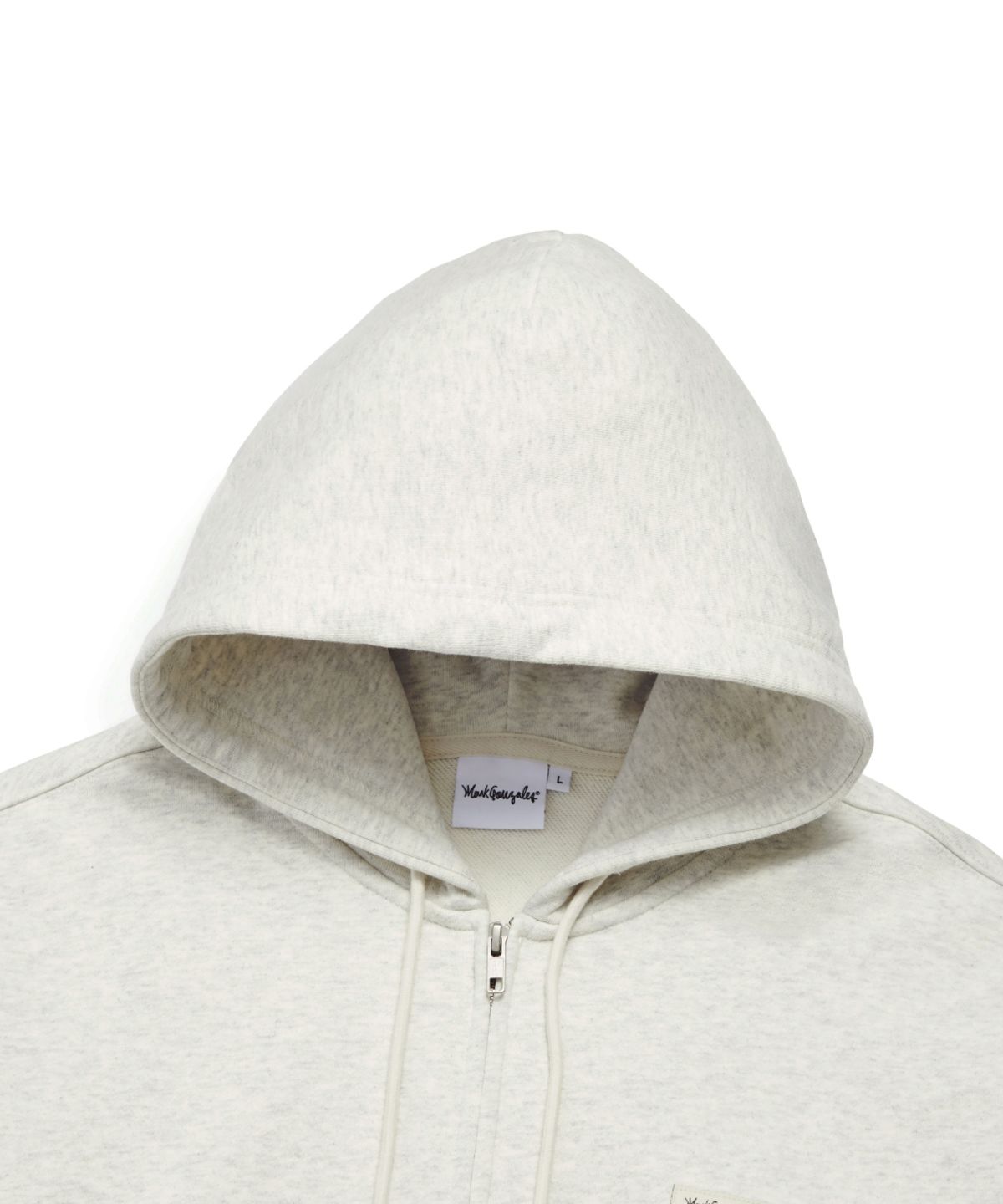 마크곤잘레스(MARK GONZALES) SIGN LOGO WAPPEN OG SWEAT ZIP-UP HOODIE - OATMEAL