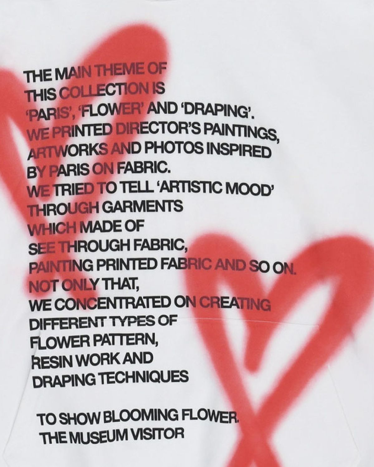 더뮤지엄비지터(THEMUSEUMVISITOR) HEART SPRAY PRINTED HOODY (WHITE)