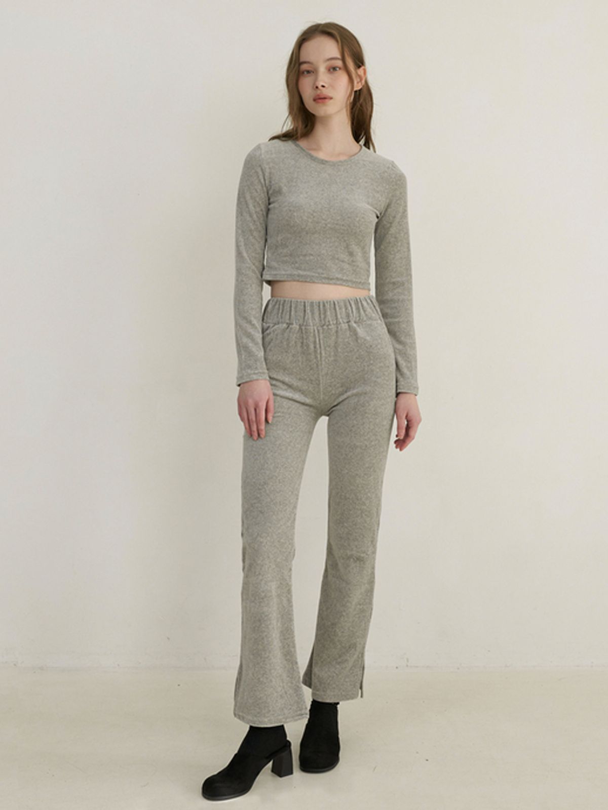 카인더베이비(KINDABABY) velvet top & track pants set up - gray