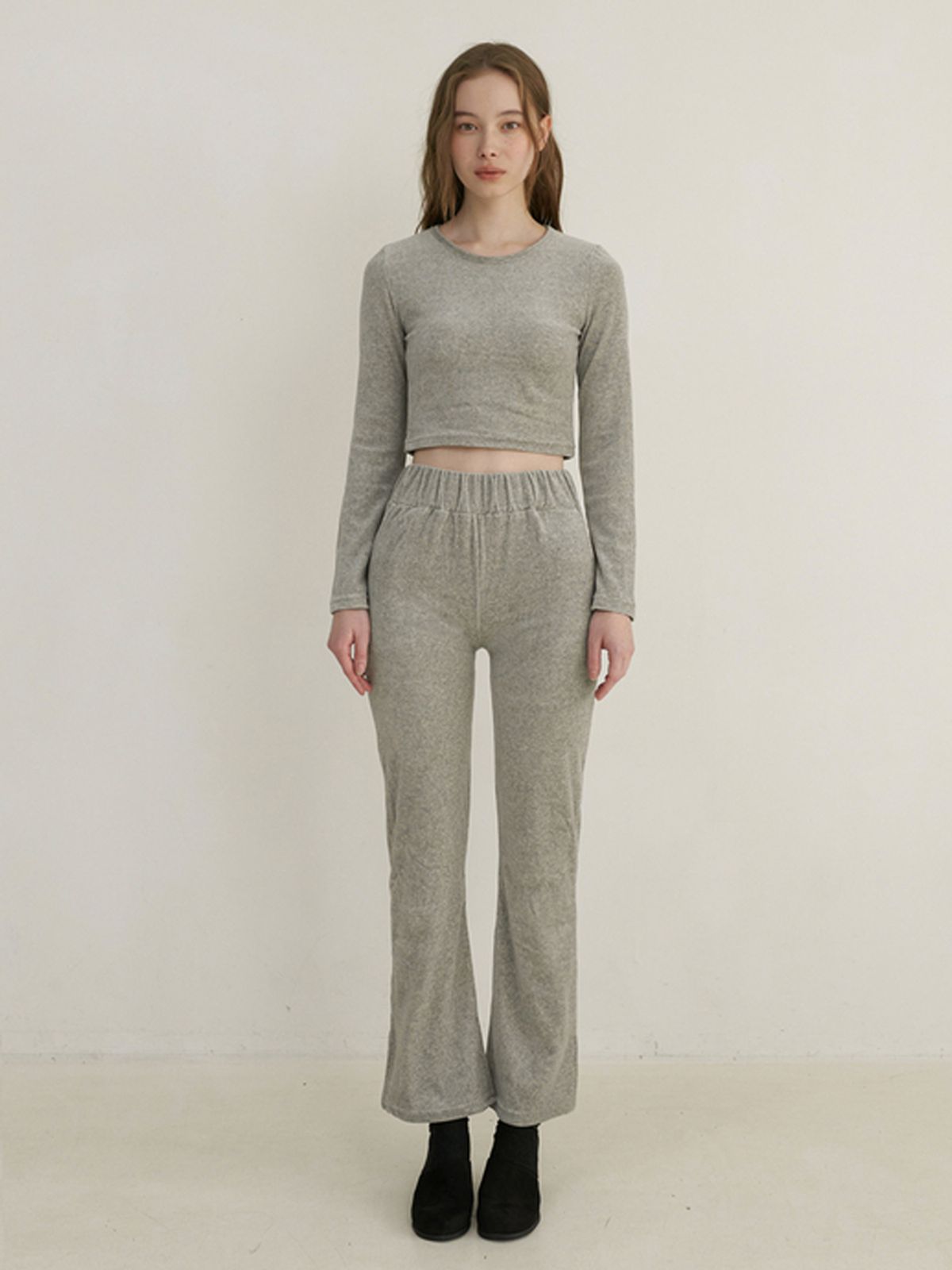 카인더베이비(KINDABABY) velvet top & track pants set up - gray