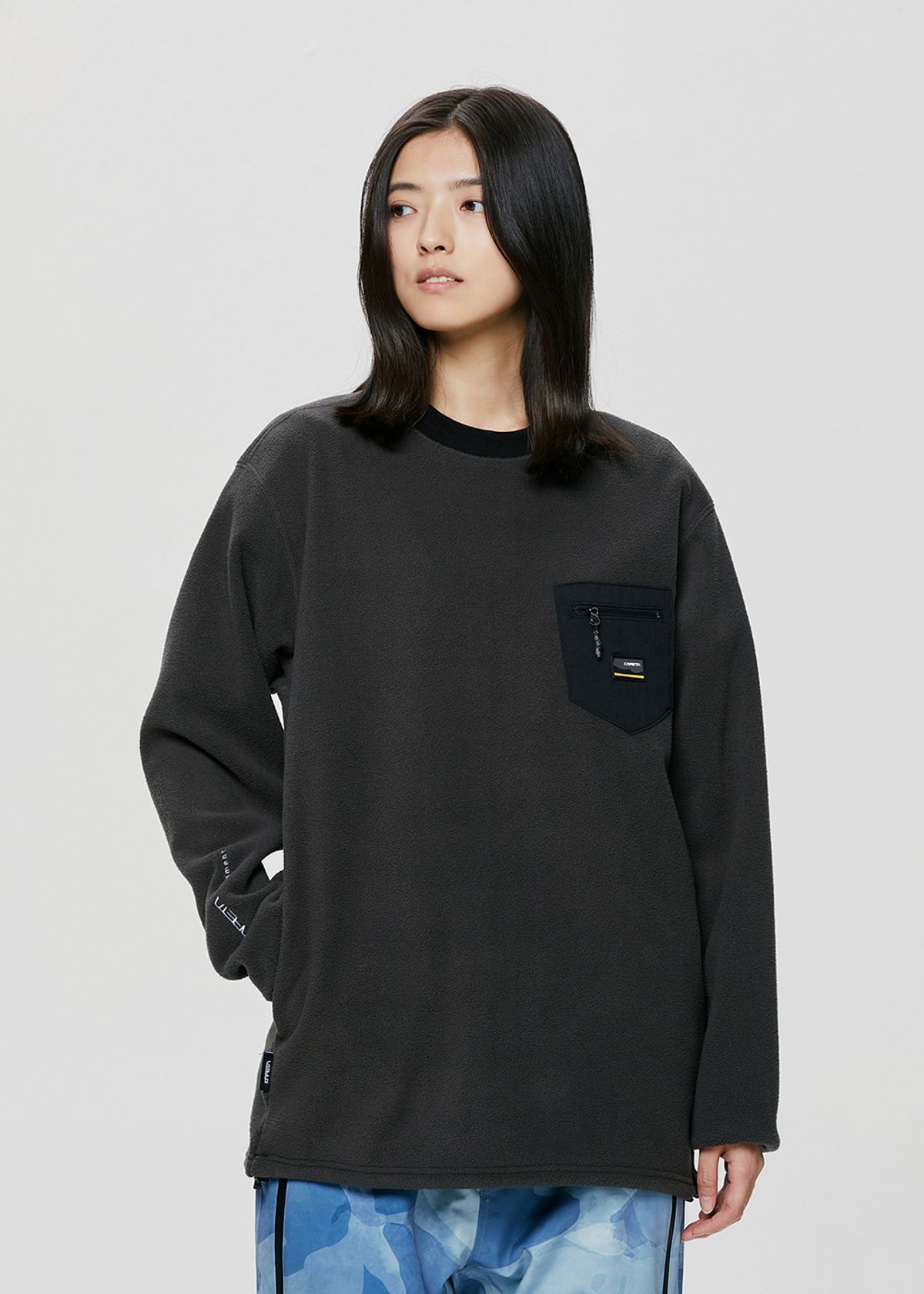 카레타(KARETA) 엘에스 플리스 크루넥 카키