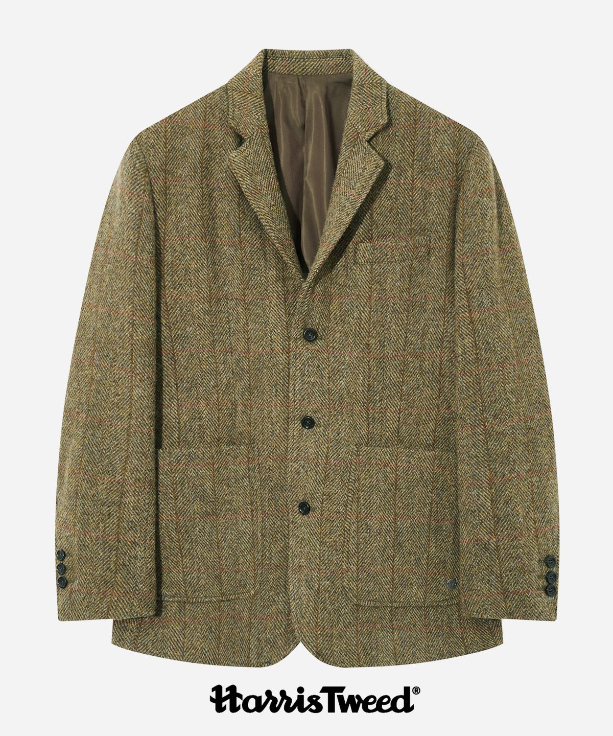 예일(YALE) HARRIS TWEED PURE WOOL 3 BUTTON BLAZER BROWN