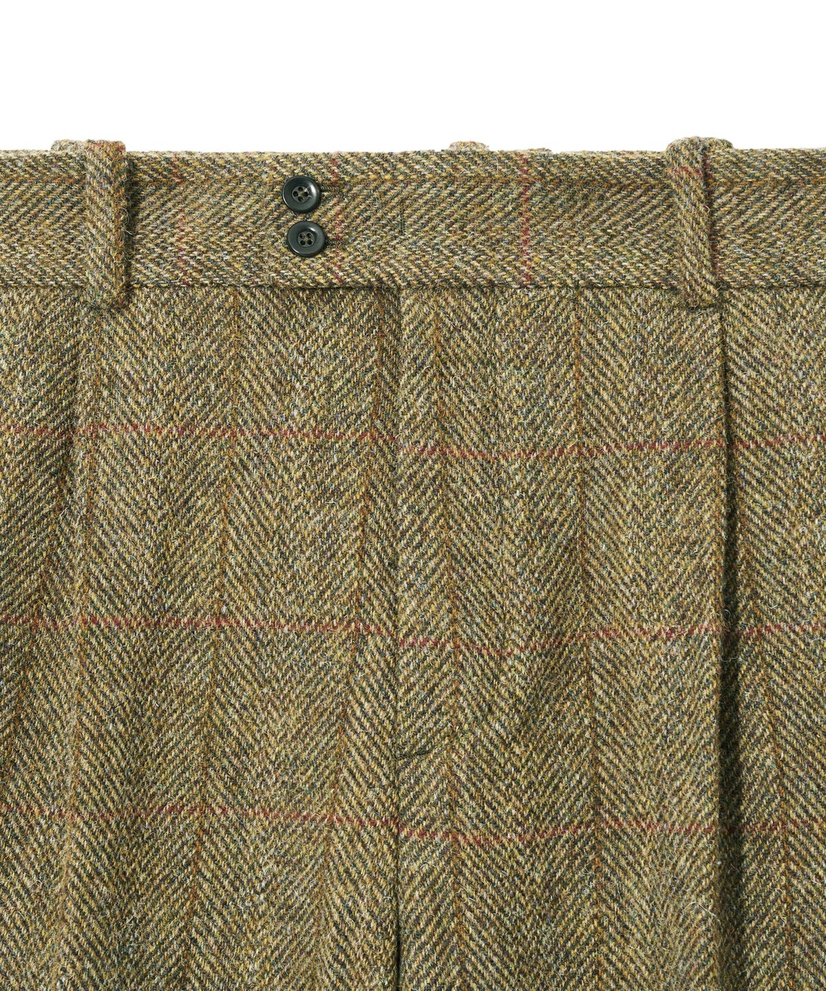 예일(YALE) HARRIS TWEED PURE WOOL 1 TUCK SLACKS BROWN