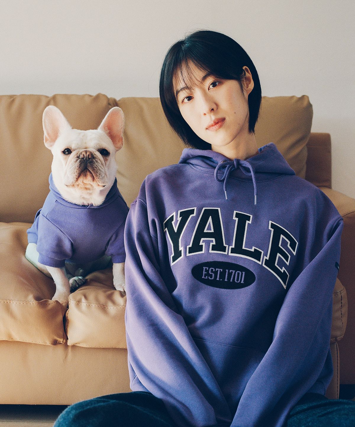 예일(YALE) 투톤아치 후드_퍼플