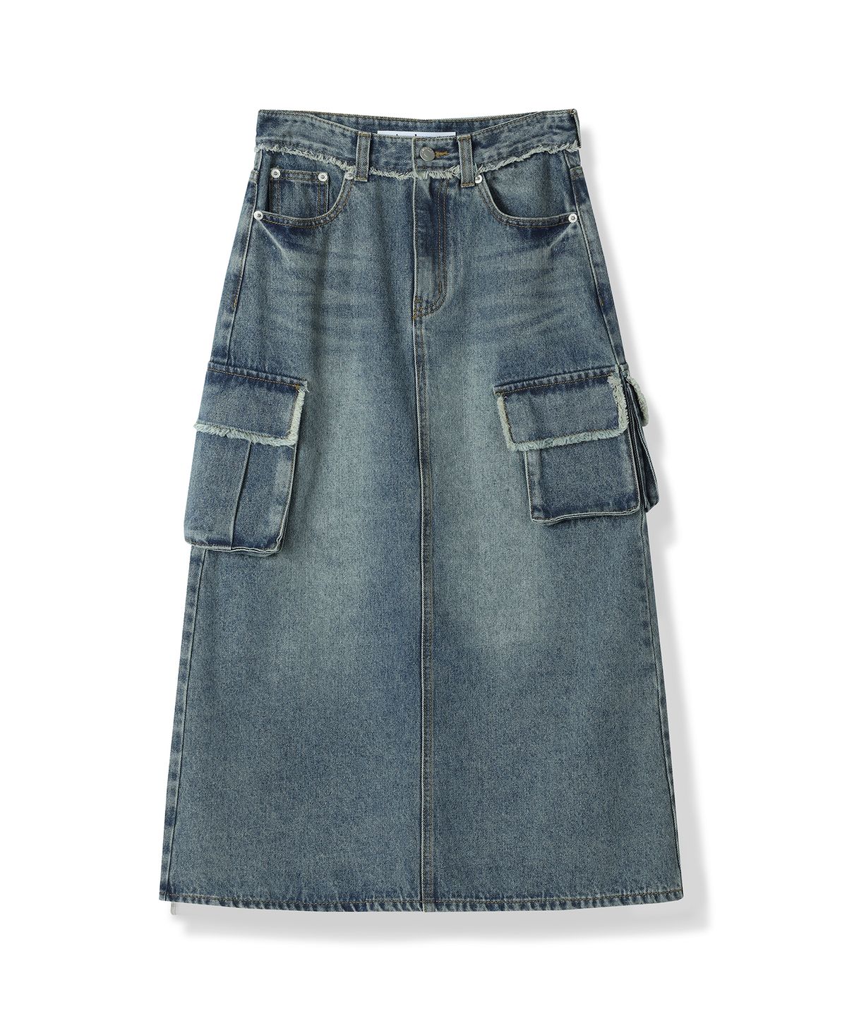 어반드레스(AVANDRESS) Harper Tassel Pocket Denim Long Skirt BLUE